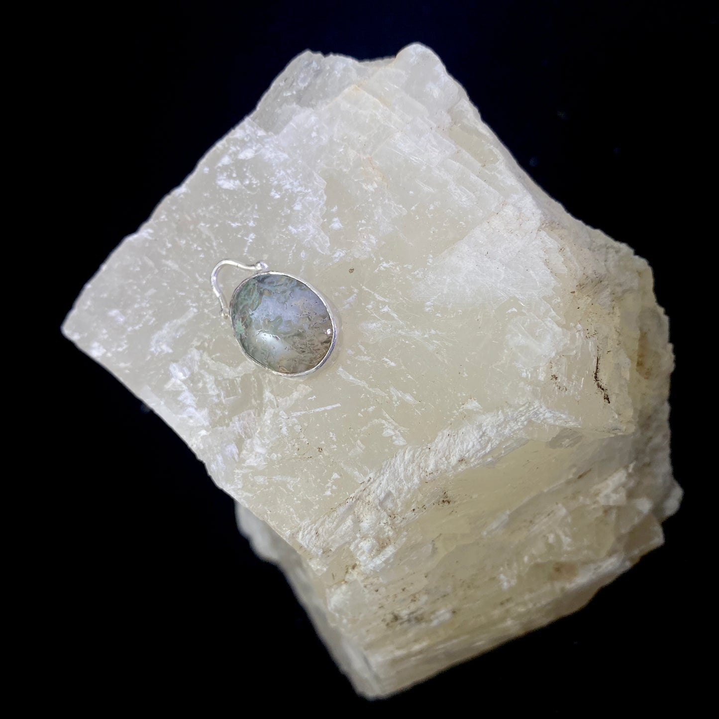 Silver Moss Agate Gemstone Pendant