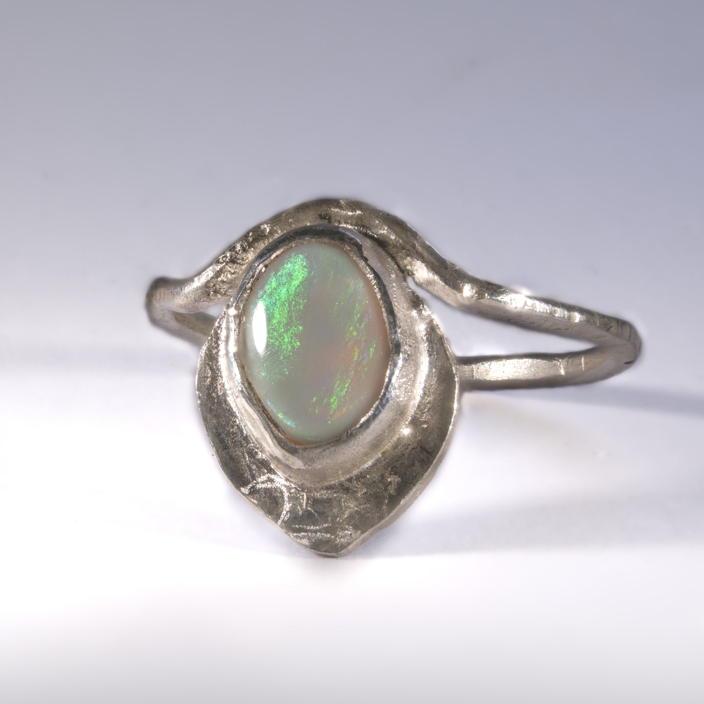 Woodland Whisper Opal Leaf Ring