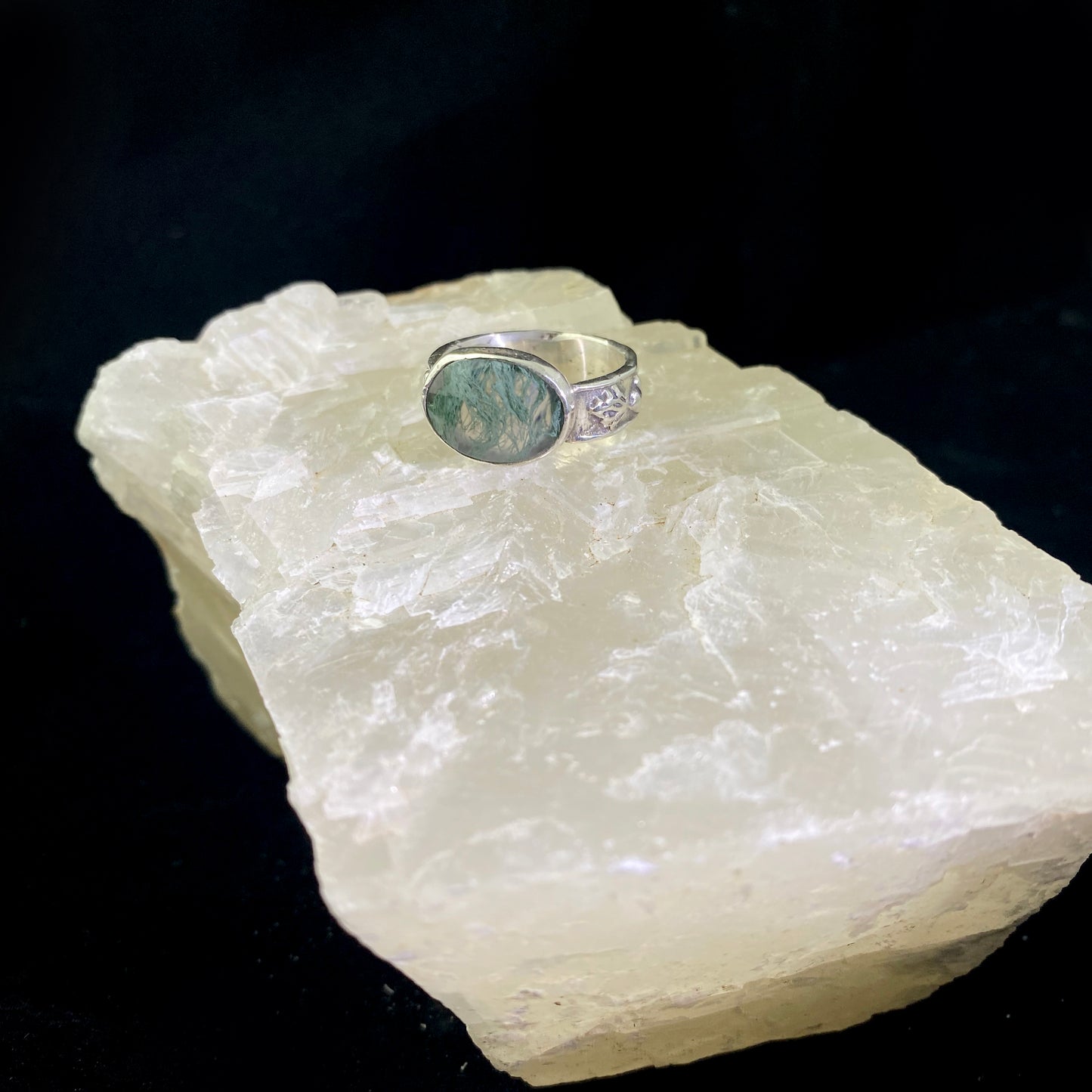 Forest Whispers Moss Agate Ring