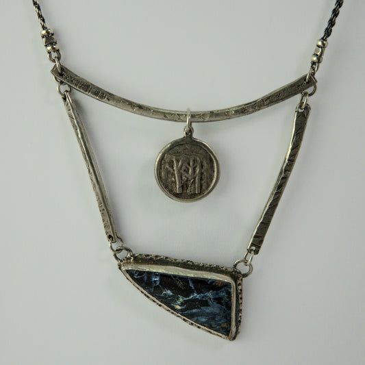 Pietersite silver necklace